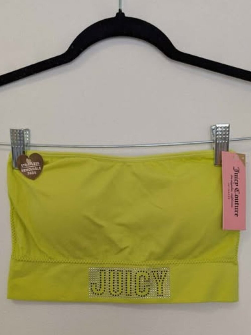 Juicy Couture Neon Green Strapless Rhinestone Tube Top, Medium, NWT
